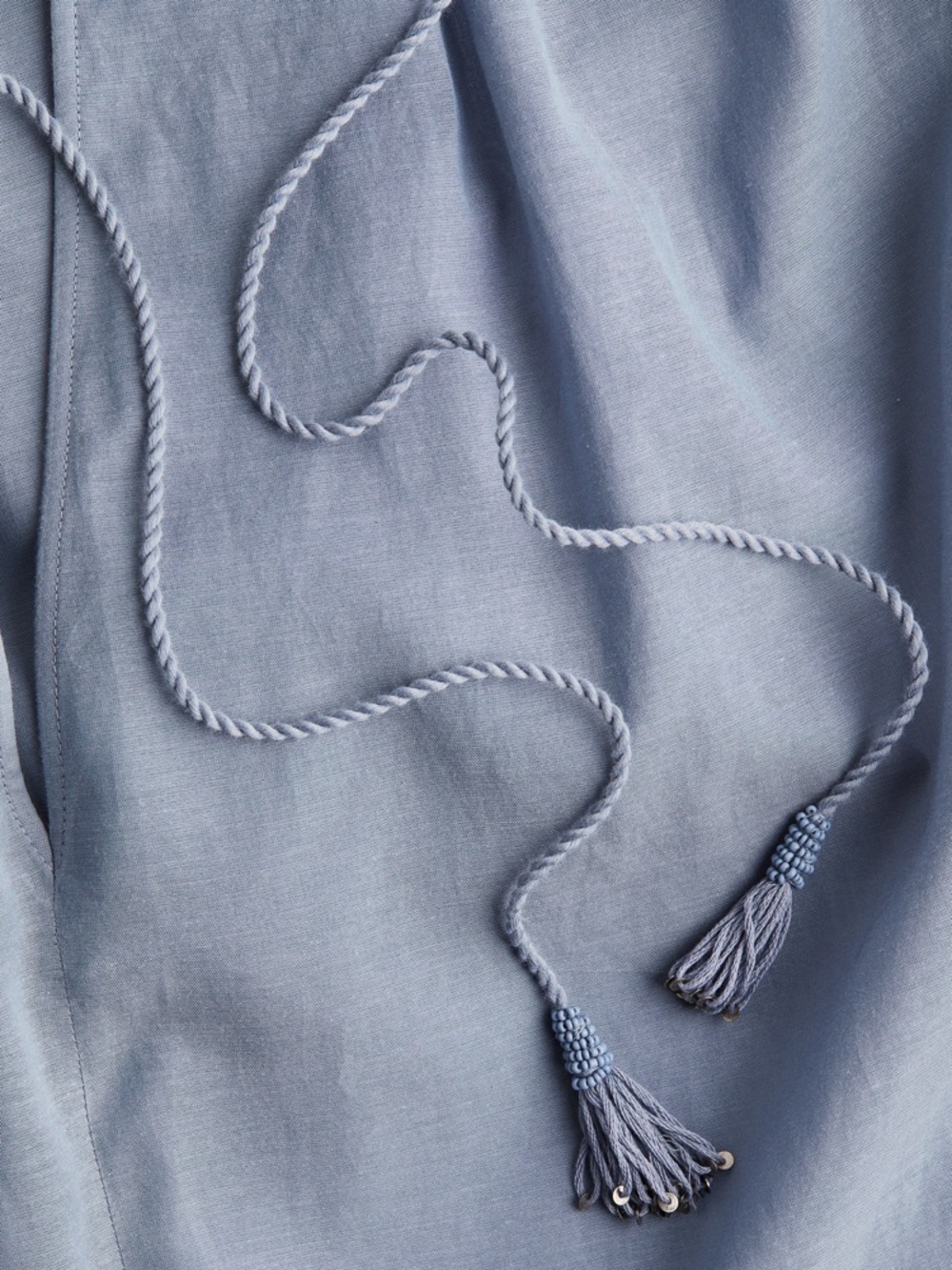 H&M NWT!! Light Blue Lightweight Tie-Front Peasant Oversized Loose Fit Blouse ML - Picture 13 of 16